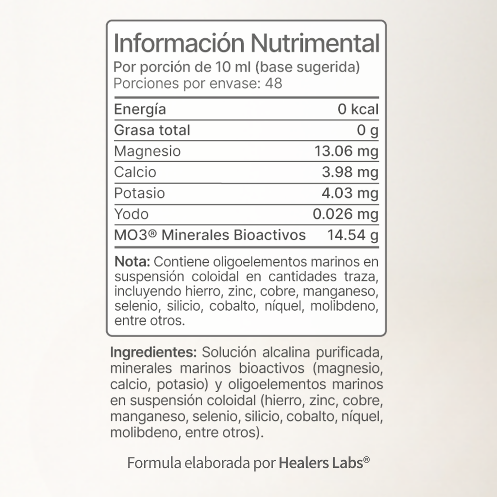 Mineral Optimizer 3 | MO3® Suplemento De Minerales Marinos 48 Días | Healers Labs®